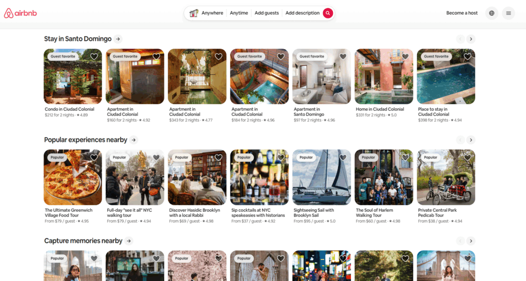 Airbnb 'Unlock lower hotel prices' popup appearing over home search results in New York — prompting users to log in to access the hotel discount
