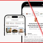 Three iPhone screens showing Airbnb AI features from the 2026 Summer Release: personalized search, review highlights, and AI support assistant.