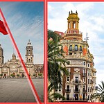 Composite photo of Vancouver, Mexico City, and Valencia skylines, used to represent global vacation rental regulations.