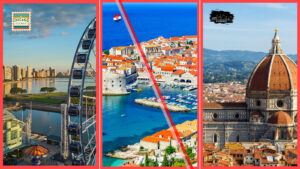 Home 1 Aerial cityscape composite illustrating short-term rental regulations updates in Chicago, Croatia, and Florence