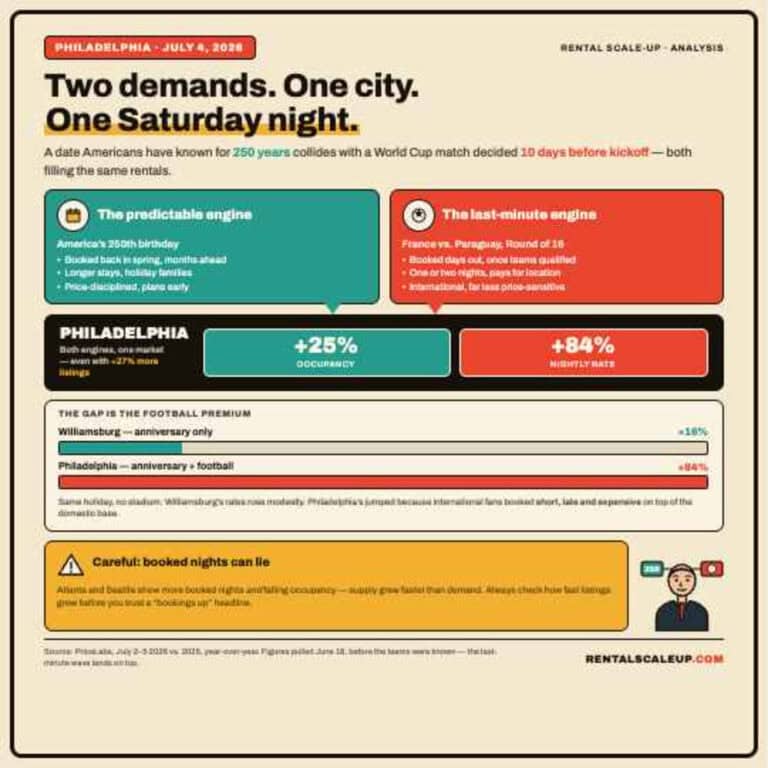 Home - Français 38 4 juillet, Coupe du Monde et 250e anniversaire de l’Amérique : les prix Airbnb en hausse de 84 % à Philadelphie, en retard à Atlanta et Seattle