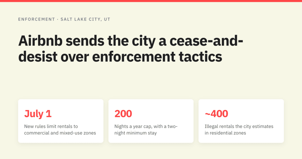 Clark County Shifts Liability to Platforms, Airbnb Challenges Salt Lake City, D.C. Considers Renter-Hosting Bill 2 Airbnb issues cease and desist for their short-term rental policies