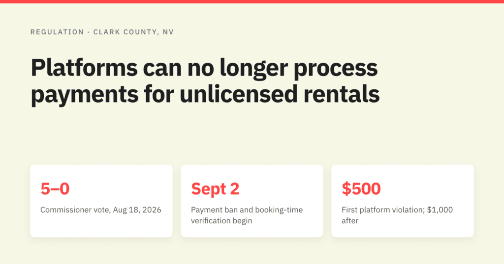 Clark County Shifts Liability to Platforms, Airbnb Challenges Salt Lake City, D.C. Considers Renter-Hosting Bill 1 Clark County Platform Payment Ban Selection Short-term rental policies