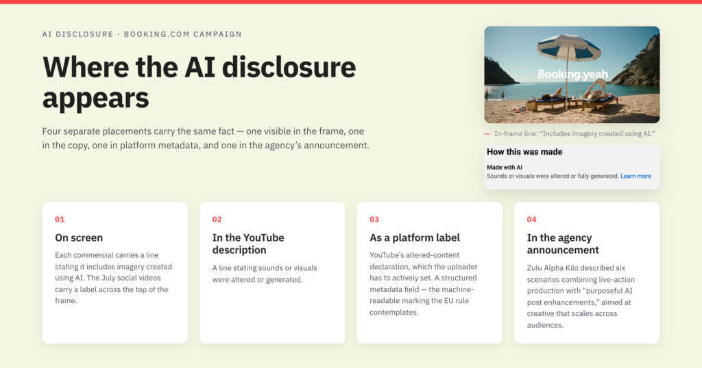 What New Booking.com Ads Reveal About Guest Tolerance for AI 1 Booking's AI advertising backlash arrives even after disclosure appears in four places