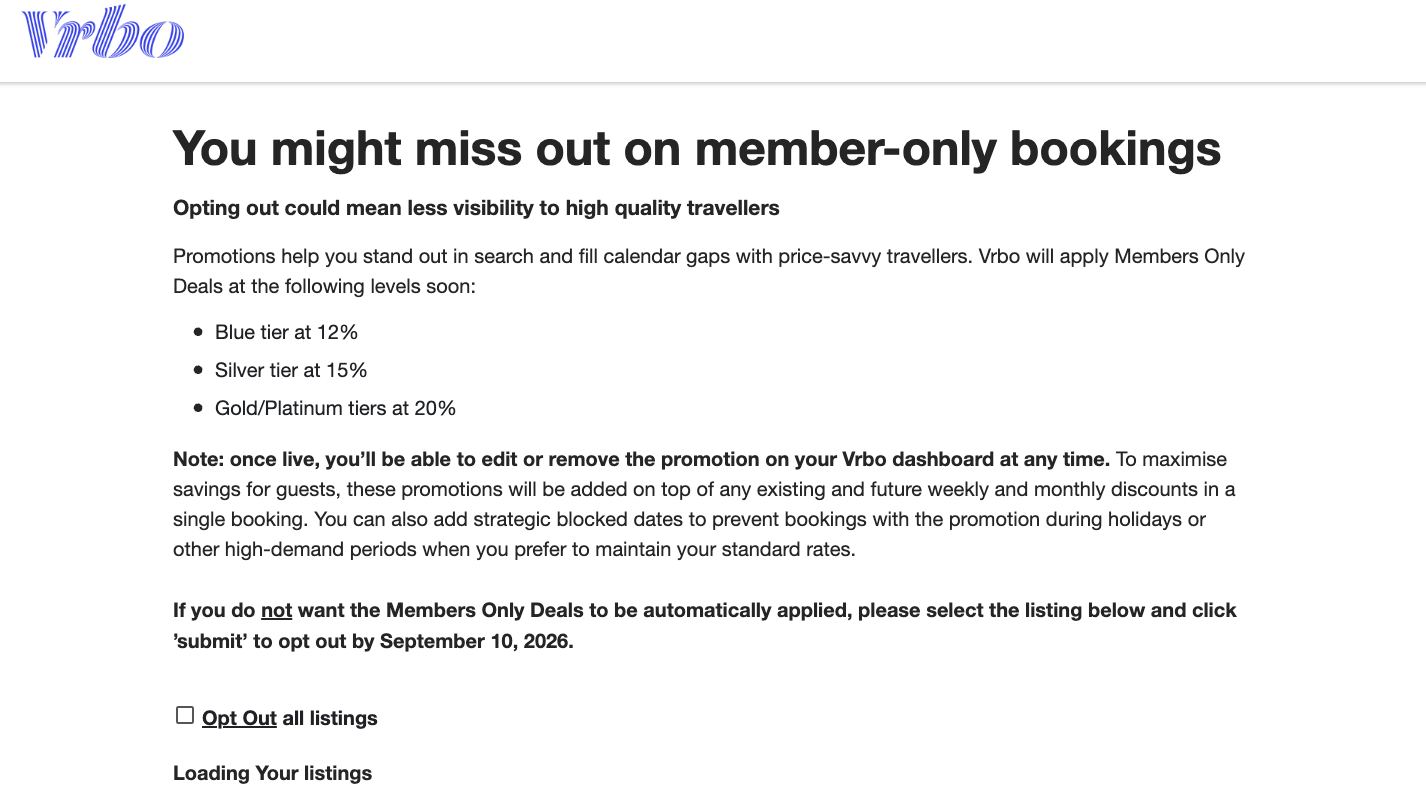 Vrbo Members Only Deals Threaten Host Payouts with Automatic Discounts