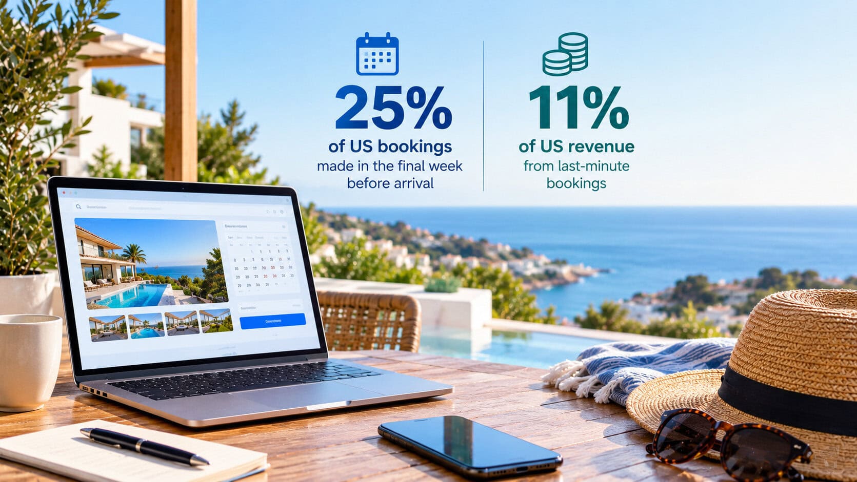 Vacation rental booking trends for 2027: stays booked in the final week make up 25% of US bookings but only 11% of revenue